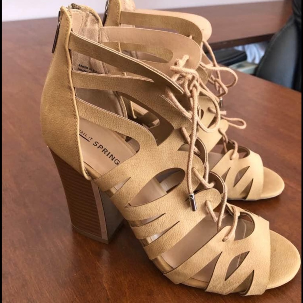 Beige high heels